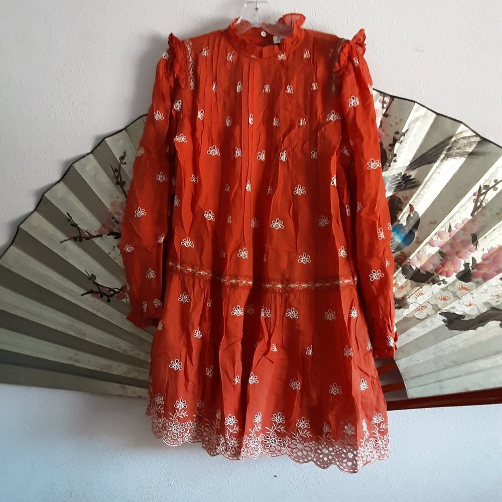 Orange embroidered dress